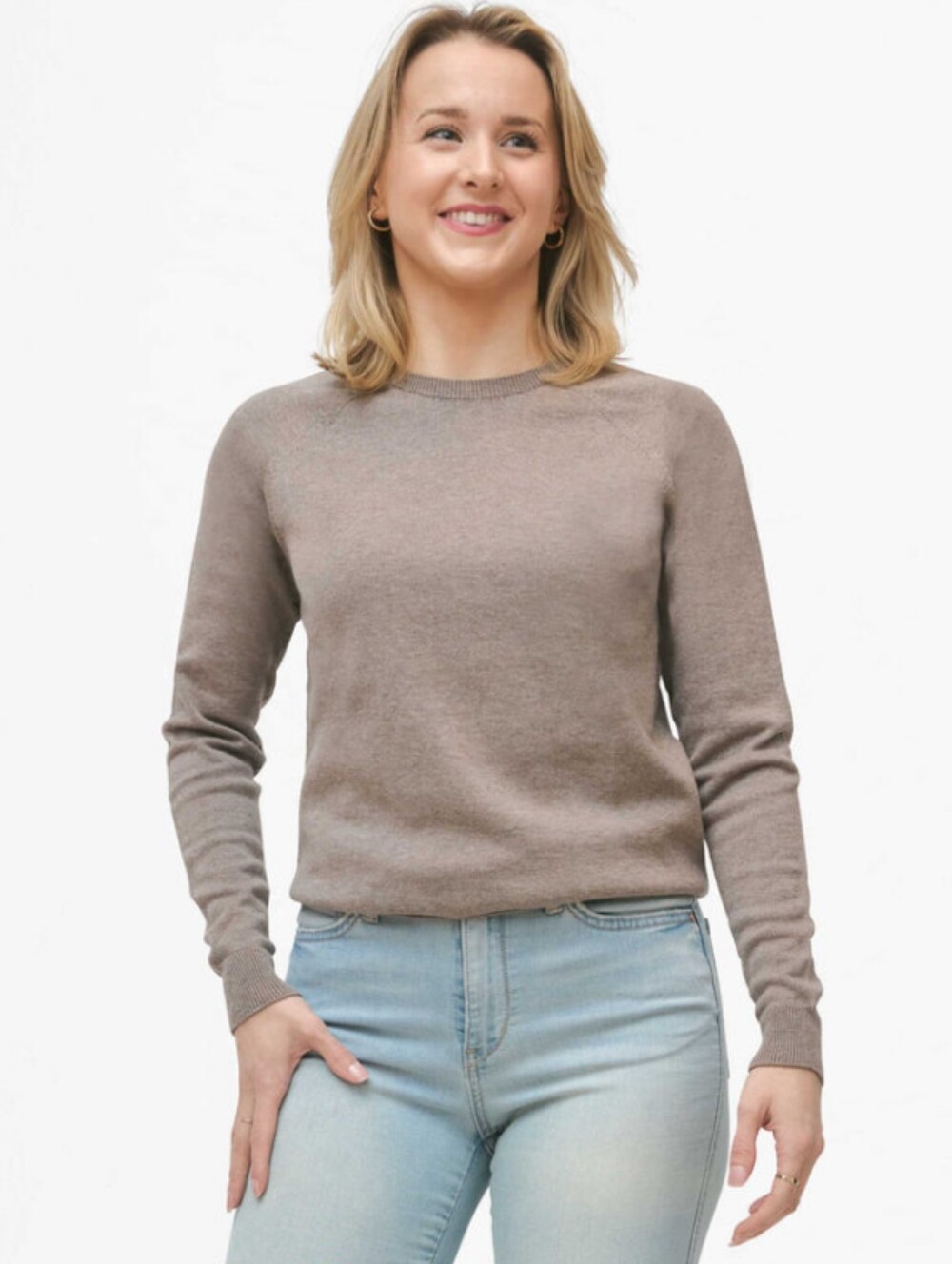 EUC Oliver Charles Summer Crew Neck Sweater in Heathered Brown